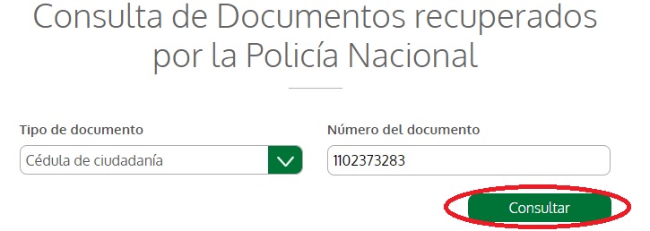 consultar documentos recuperados por la policía nacional